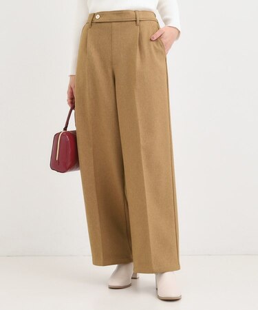 【着丈選べる】ウールフィール裏起毛ワイドパンツ