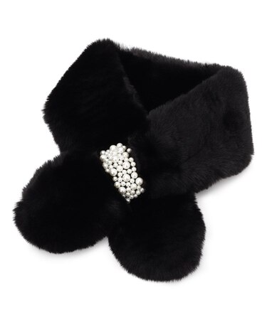 フェイクパール付きフェイクファーティペット