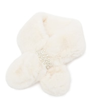 フェイクパール付きフェイクファーティペット