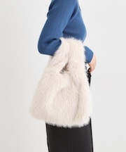 ラメ入りファートートバッグ