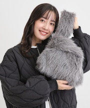 ラメ入りファートートバッグ