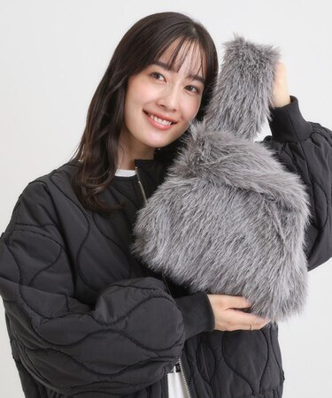 ラメ入りファートートバッグ