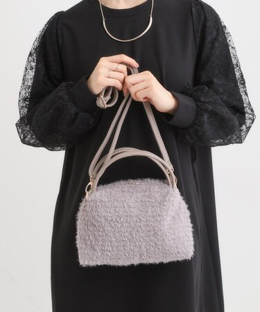 ラメ入り生地ショルダーバッグ