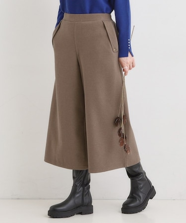 圧縮ニットガウチョパンツ