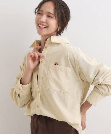 【旭山動物園応援商品】ワンポイント刺繍 コーデュロイシャツ