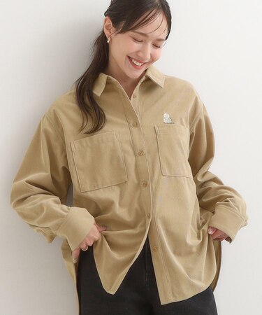 【旭山動物園応援商品】ワンポイント刺繍 コーデュロイシャツ