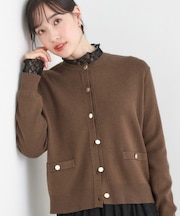 【セットアップ可/洗濯機可】もちもちタッチが心地よい クルーネックカーディガン