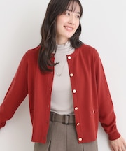 【セットアップ可/洗濯機可】もちもちタッチが心地よい クルーネックカーディガン