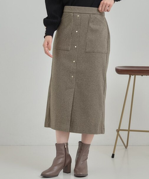 【S-LL/あったか】すらりときれい見え ベイカー風ナロースカート