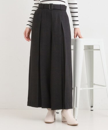 【着丈選べる/S-LL】大人のきれいめスタイルに ベルト付きワイドパンツ
