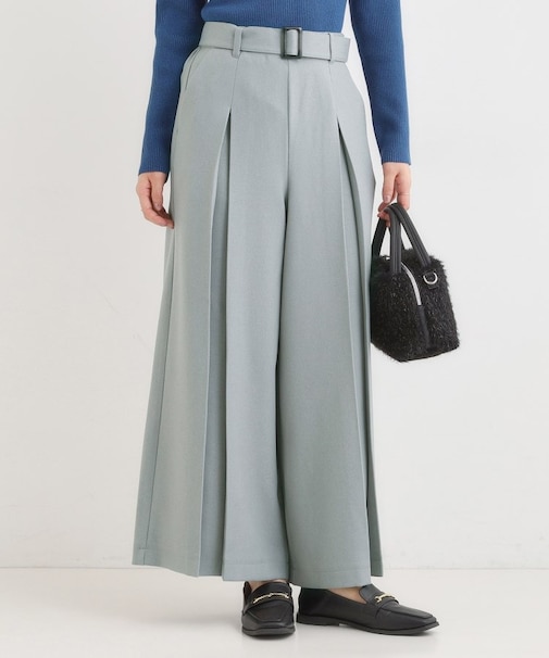 【着丈選べる】ベルト付きワイドパンツ