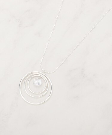 ビッグゆれるダイヤ調パーツスライダーネックレス