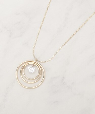 ビッグゆれるダイヤ調パーツスライダーネックレス