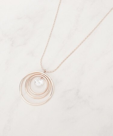 ビッグゆれるダイヤ調パーツスライダーネックレス