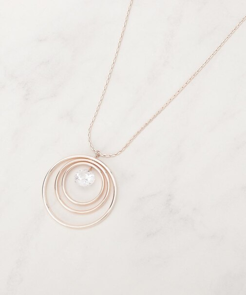 ビッグゆれるダイヤ調パーツスライダーネックレス