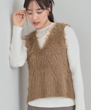 【S-LL/2点セット】着るだけでコーデが決まる フェザーベスト×リブニット