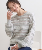 【旭山動物園応援商品】ノルディック柄 モールニット