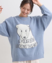 【旭山動物園応援商品】ゆるアニマル ふわふわジャカードニット