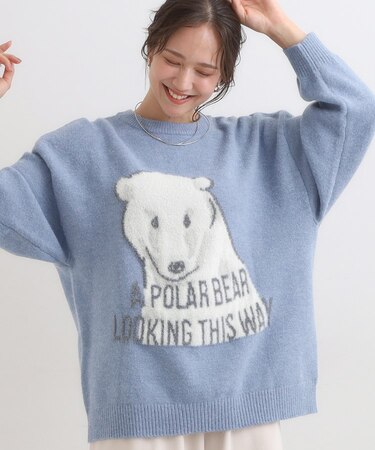 【旭山動物園応援商品】ゆるアニマル ふわふわジャカードニット