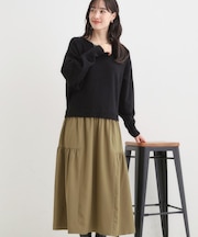 異素材ドッキングワンピース