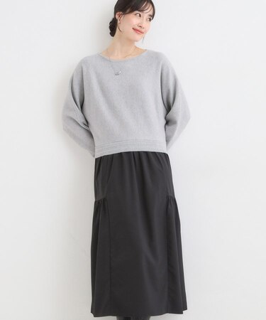 異素材ドッキングワンピース