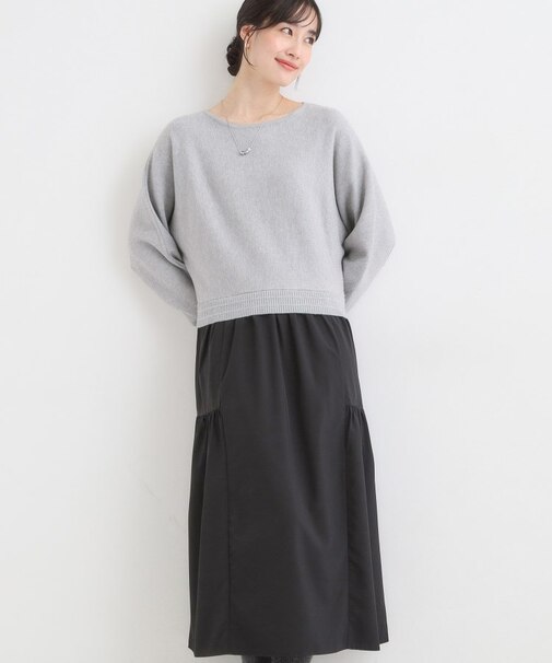 異素材ドッキングワンピース