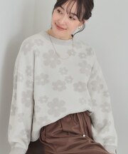 【S-LL】レトロ可愛い デイジー柄 総柄ニット