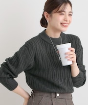 【洗える/毛玉レス】シンプルケーブル柄ニット