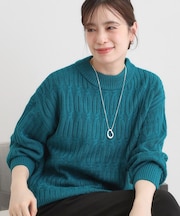 【洗える／毛玉レス】シンプルケーブル柄ニット