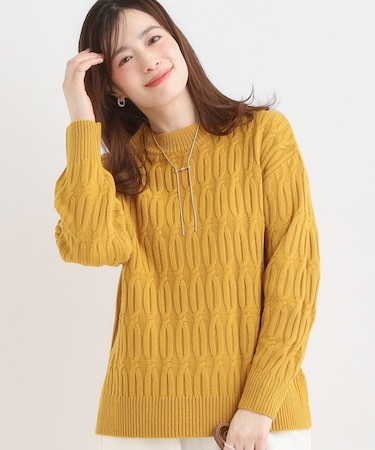 【洗える/毛玉レス】シンプルケーブル柄ニット