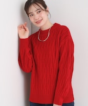 【洗える/毛玉レス】シンプルケーブル柄ニット