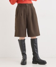 【セットアップ可】チェック柄タックハーフパンツ