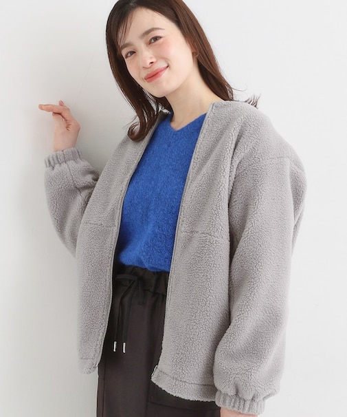 【洗濯機可/S-LL】即サマになる ボアノーカラーブルゾン