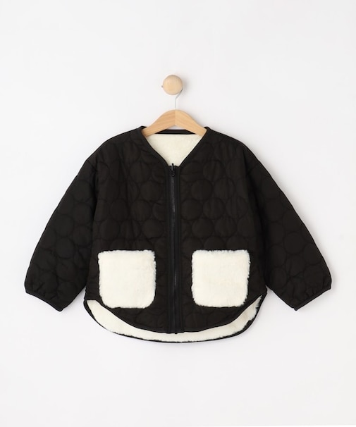 【100-150cm/撥水】キルト×ファーリバーシブルブルゾン