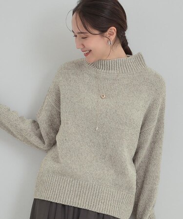 ラメベロアモールモックネックニット
