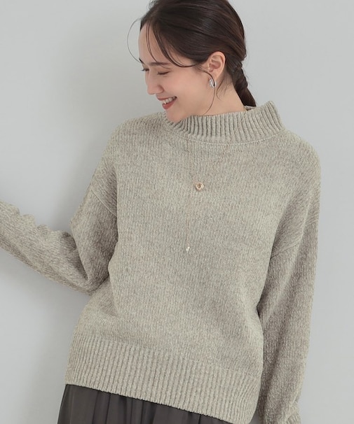 ラメベロアモールモックネックニット