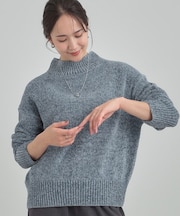 【S-LL】ほんのりラメで女性らしい ベロアモールモックネックニット