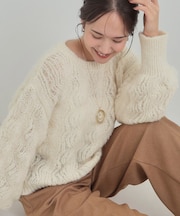 【S-LL】ふんわり大人の 透かし編みニットトップス