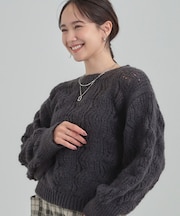 透かし編みニットトップス