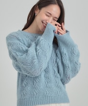 【S-LL】ふんわり大人の 透かし編みニットトップス