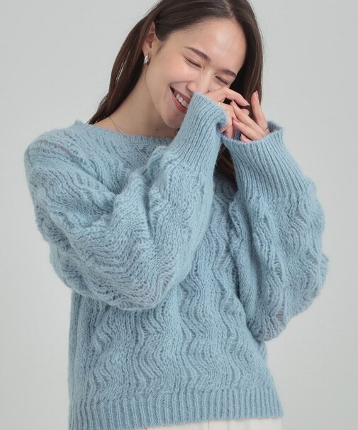 【S-LL】ふんわり大人の 透かし編みニットトップス