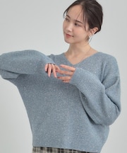 【S-LL】きらっと華やぐ 大人のスパンコールニット