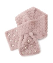 フェイクファーハート型ビジューマフラー