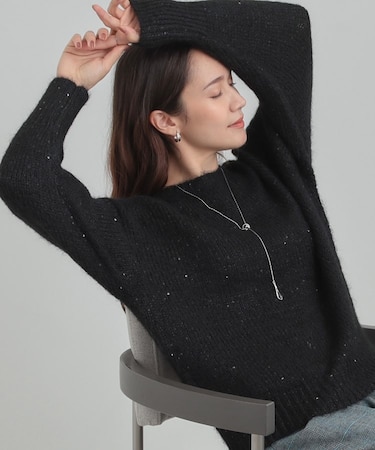 【洗濯機可】キラキラが大人かわいい スパンコールニット