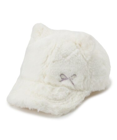 フェイクファー耳付きキャップ