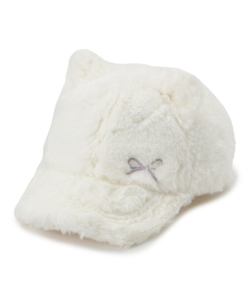 フェイクファー耳付きキャップ