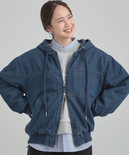 デニム中綿フーディーブルゾン