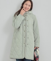 【撥水/フード取り外し可】冬に嬉しいこだわり満載 ひょうたん柄キルトコート