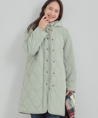 【撥水/フード取り外し可】冬に嬉しいこだわり満載 ひょうたん柄キルトコート