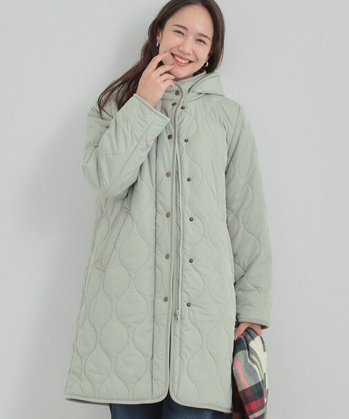 【撥水/フード取り外し可】冬に嬉しいこだわり満載 ひょうたん柄キルトコート